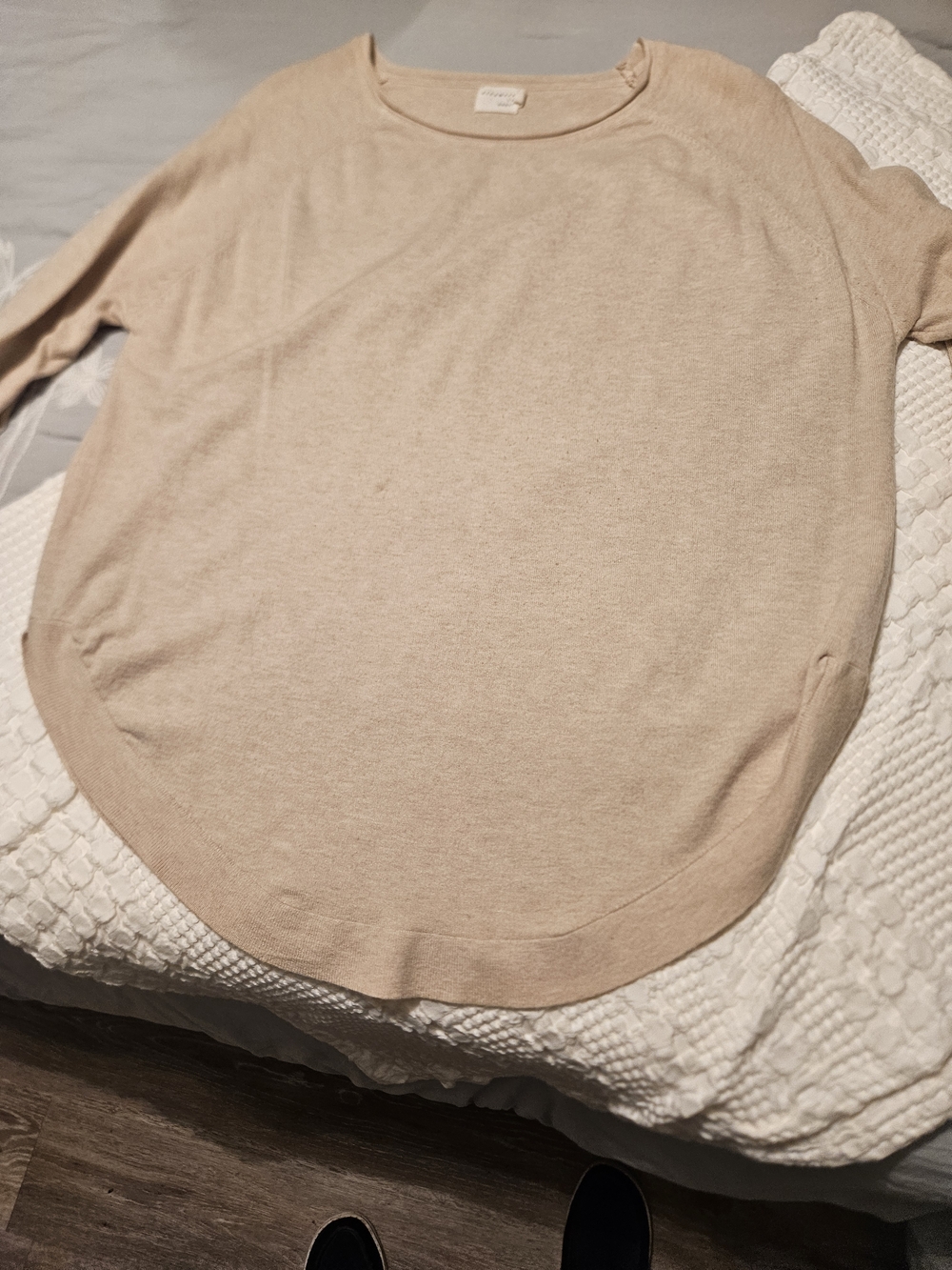 Dreamers By Debut Crew Neck Lightweight Scoop Hem Sweater - Cream